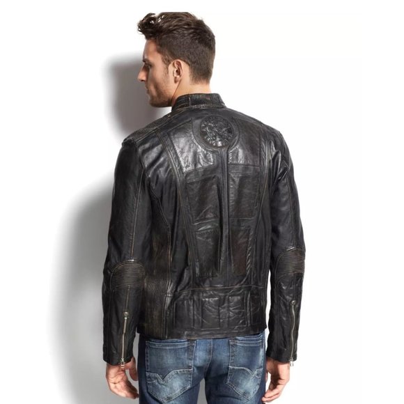 AFFLICTION Leather FIRE HORSE MEN'S JACKET Black - Picture 3 of 7